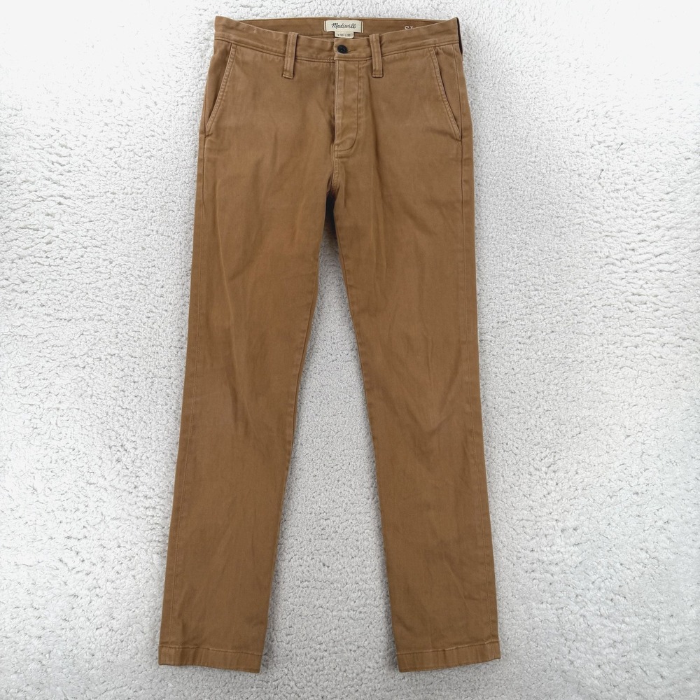 Madewell Chino Pants Mens 30x32 Brown Slim Fit Stretch Denim Button Fly Casual